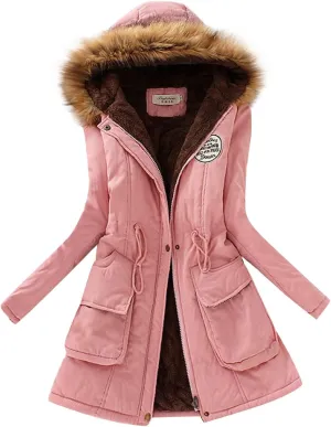 LCMTWX Winter Coats for Women Hooded Warm Winter Coats Outwear Winter Women's Coat Color Block Patchwork Cardigan Coats