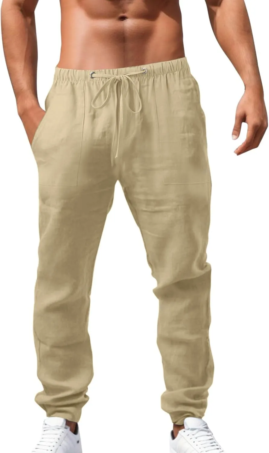 linen pants for men loose fit, yoga pants for men with pockets, Linen Pants for Men, Mens Casual Pants Drawstring Elastic Waist Straight Leg Pants Yoga Beach Summer Trousers Pants