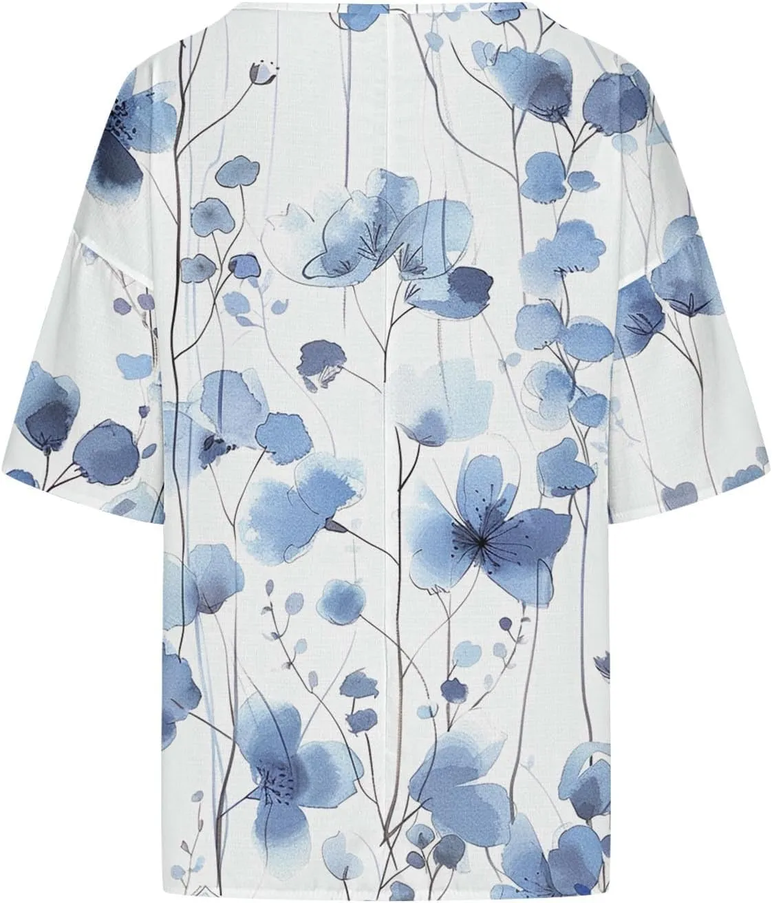 Linen Shirts for Women Loose Fit Casual 3/4 Sleeve Tops Retro Print Tshirt Tunic Cotton Blouse 2025 Summer Basic Tees