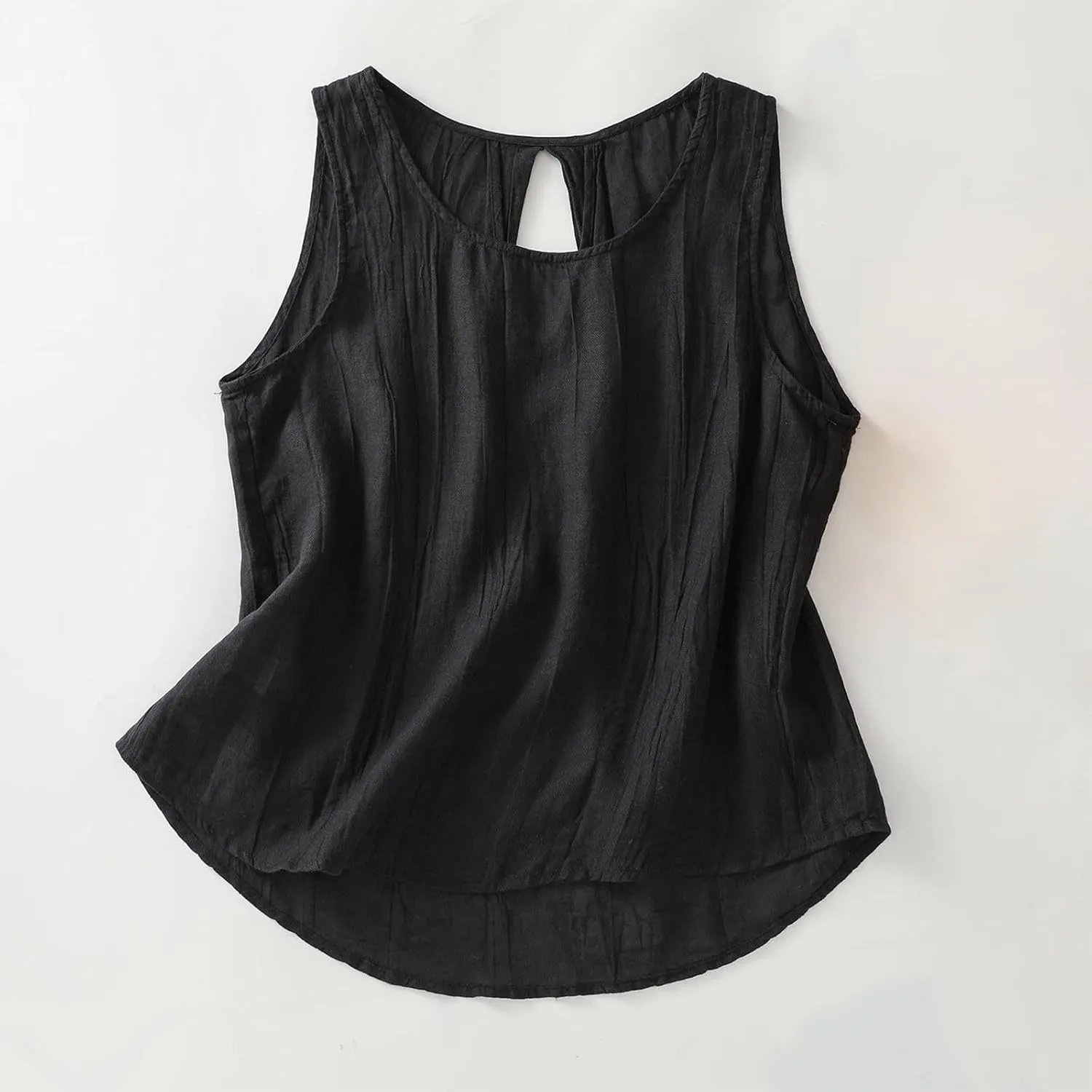 Linen Shirts for Women Summer Dressy Sleeveless Crewneck Plus Size Tank Tops Solid Color Lightweight Comfy Vests
