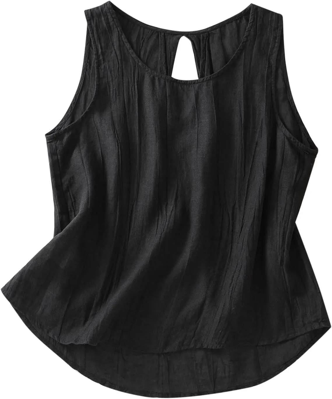 Linen Shirts for Women Summer Dressy Sleeveless Crewneck Plus Size Tank Tops Solid Color Lightweight Comfy Vests