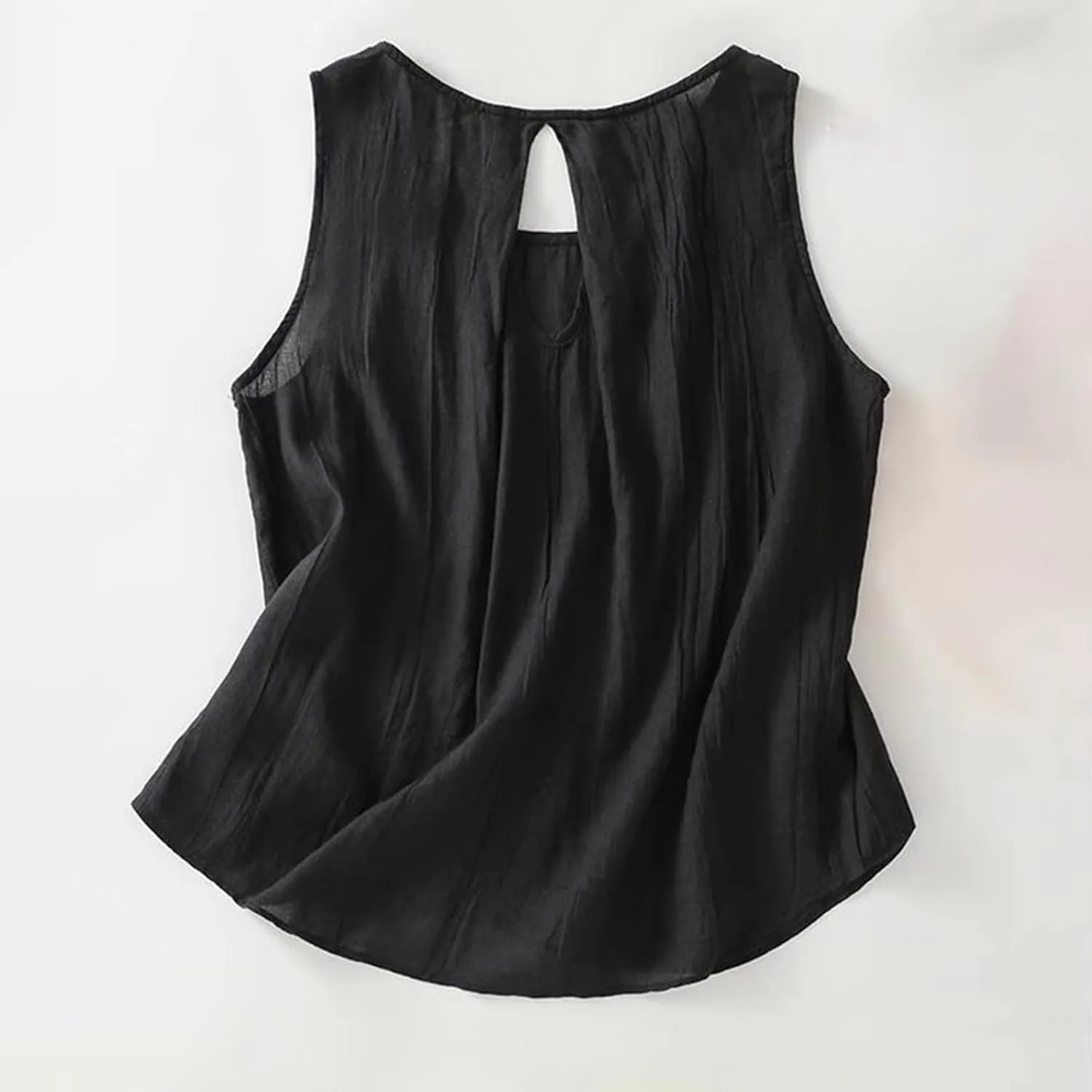 Linen Shirts for Women Summer Dressy Sleeveless Crewneck Plus Size Tank Tops Solid Color Lightweight Comfy Vests