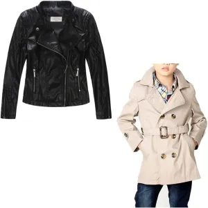LJYH Girls Faux Leather Quilted Shoulder Motorcycle Jackets Kids Spring Moto Biker Coats Black 9/10 Years Big Boys Classic Peacoats Dress Coats Children Fall Toggle Trench Jackets Beige 9/10