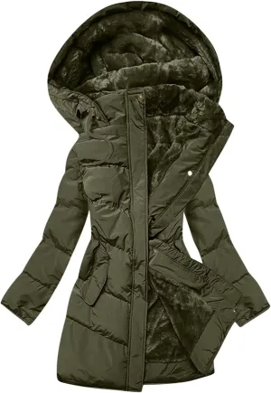 Long Coats for Women Button Down Fleece Lined Puffer Jackets Thicken Warm Fur Hooded Solid Parka Outerwear with Pockets