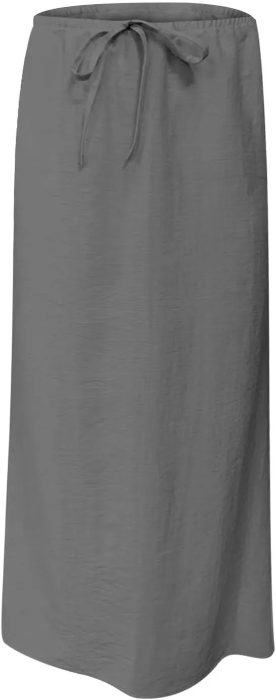 Long Skirts for Women Boho Linen Skirts Drawstring Waist Casual Summer Skirts Flare Maxi Skirts for Beach Vacation
