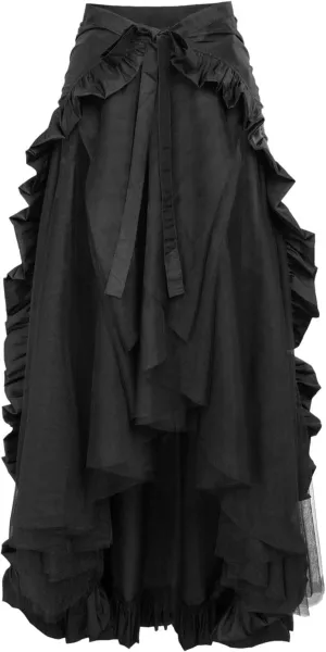 Long Skirts for Women Retro Gothic High Elastic Waist Vintage Ruffled Hem Maxi Skirt for Women Trendy Clothes
