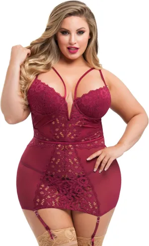 Lovehoney Lingerie Parisienne Chemise - Sheer Lace Womens Nightwear - Adjustable Straps - Womens Lingerie Sets - Sizes 2-24