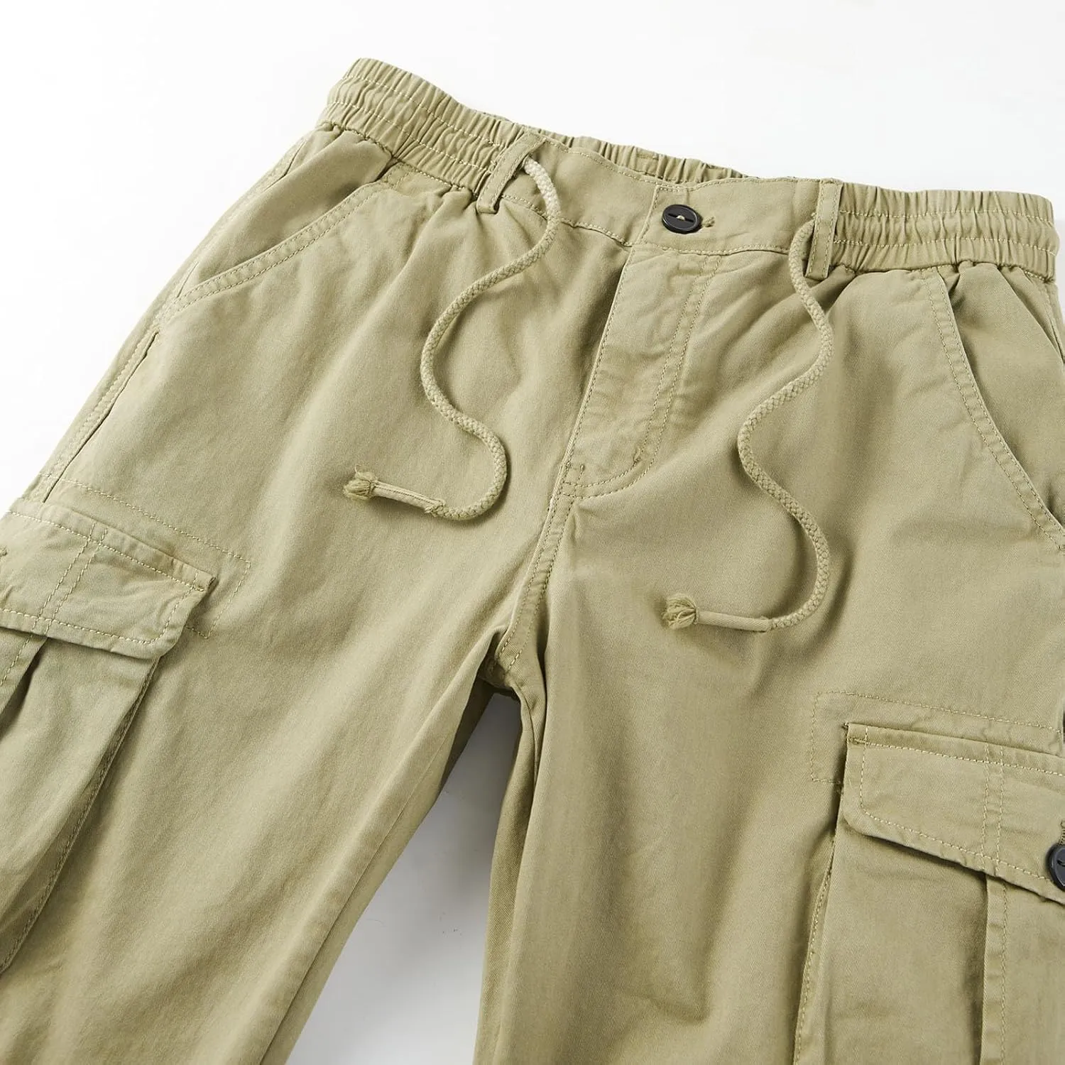 Men Cargo Pants Joggers Lightwieght Elastic Waist Pants Outdoor Hiking Pants with Multi Pockets Ripstop Cargo Pants