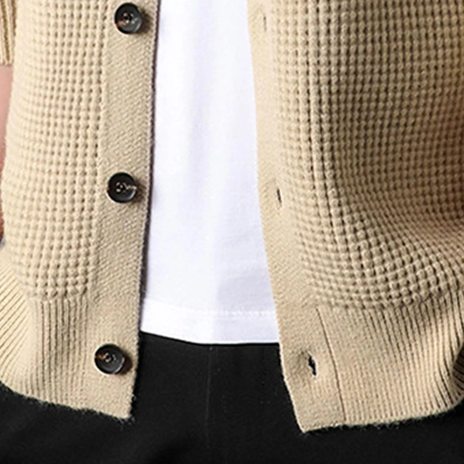Men Polo Ribbon Cardigan Casual Vintage Business Golf Shirts With Pocket Mens Long Sleeve Button Down Knit Shirts