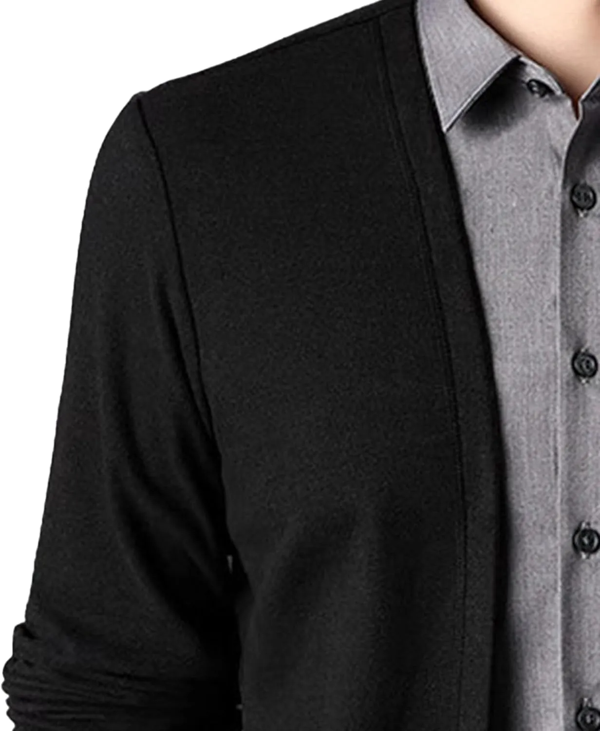 Men's Business Knitted Cardigan Lightweight Button Down Male Knits Jackets Fake 2 Piece Shirt Men Knit Sweater