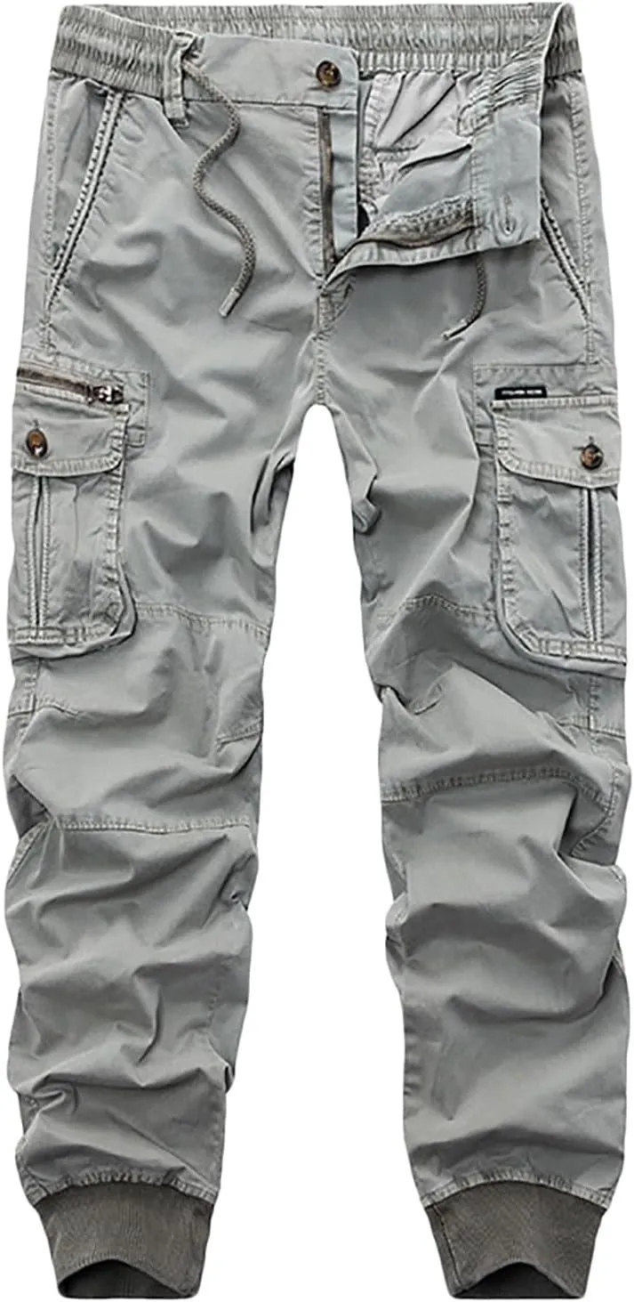 Mens Cargo Pants Slim Fit Hiking Pants Men Casual Lightweight Joggers Work Pants Multi-Pocket Military Pants