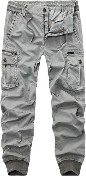Mens Cargo Pants Slim Fit Hiking Pants Men Casual Lightweight Joggers Work Pants Multi-Pocket Military Pants