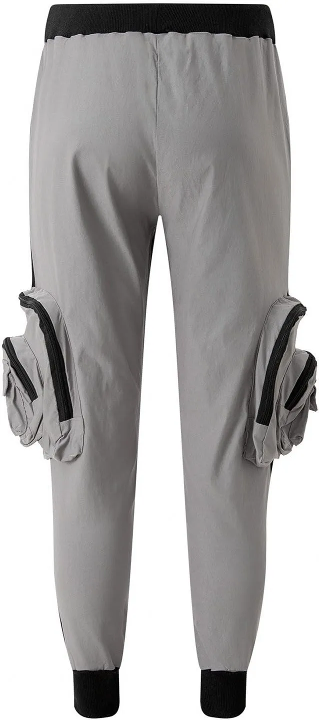 Men's Casual Cotton Cargo Pants Elastic Waist with Belt Cargo Men's Cargo Pants Elastic Waistband Chino Slim Skinny