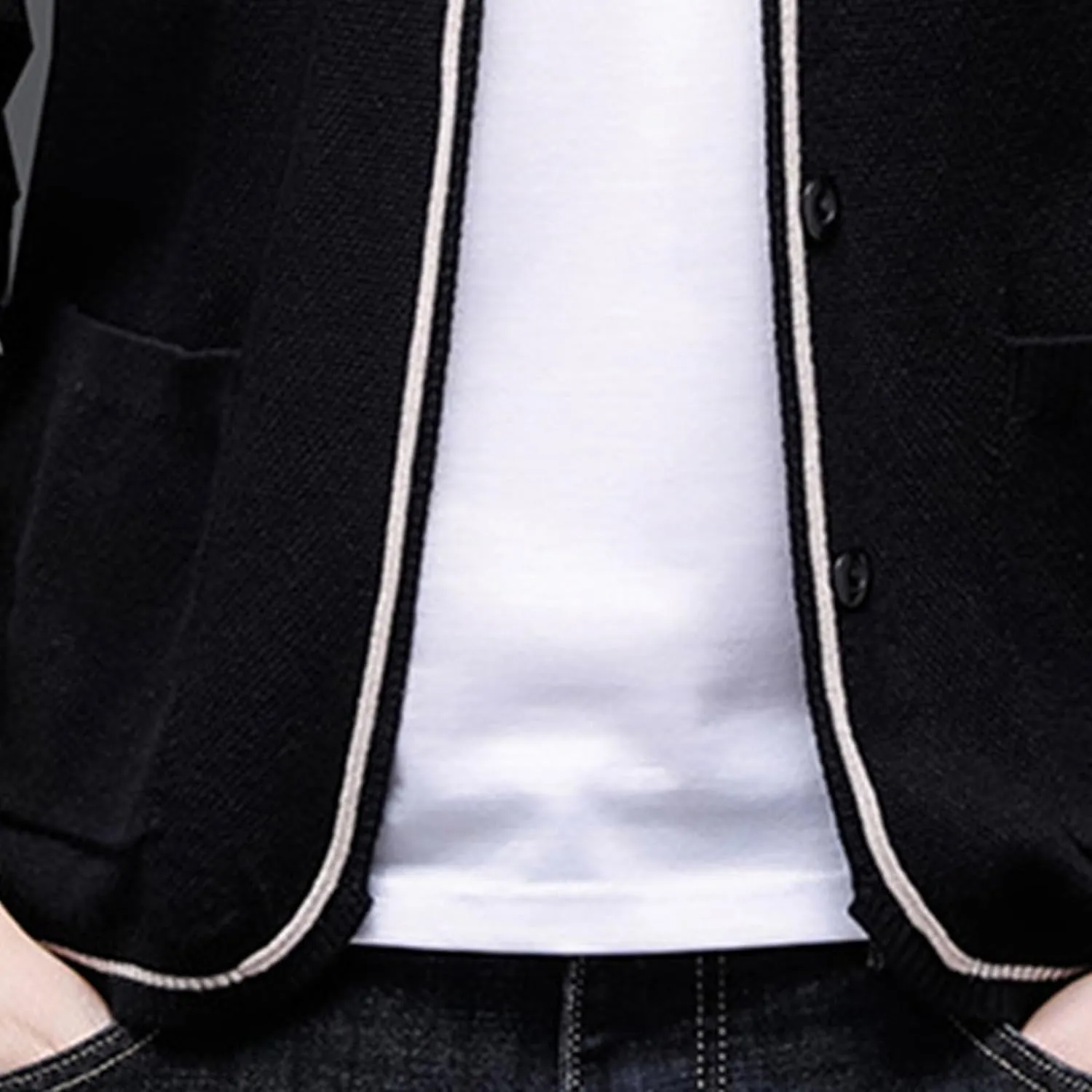 Men's Collar Knitted Cardigan Button Down Male Knits with Pockets Winter Long Sleeve Knit Cardigans