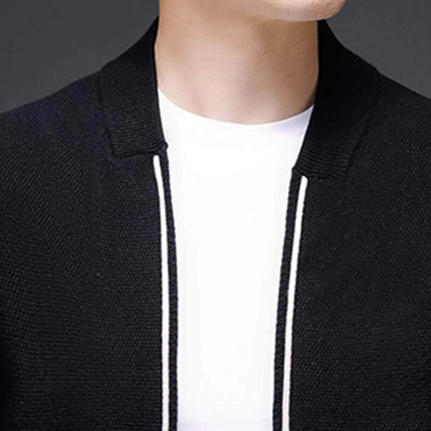 Men's Collar Knitted Cardigan Button Down Male Knits with Pockets Winter Long Sleeve Knit Cardigans