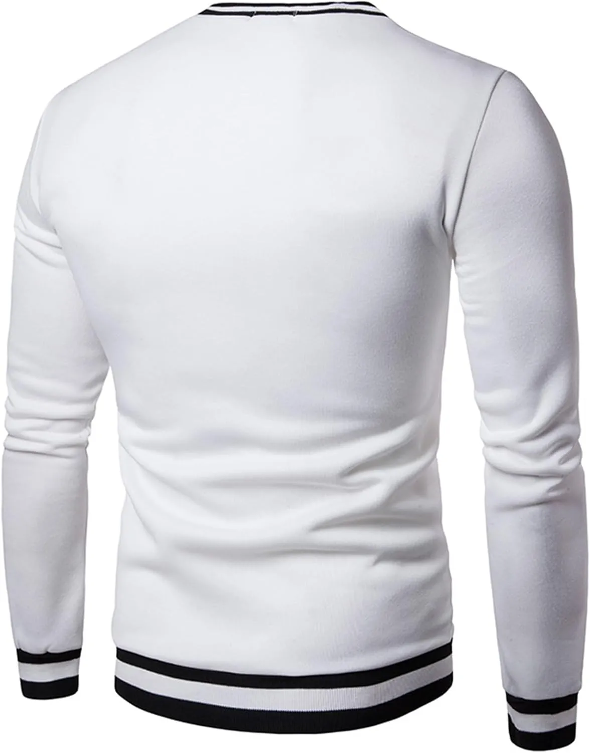 Men's Cotton V Neck Sweater Knitted Color Block Pullover Sweatshirt Casual Long Sleeve Slim Fit Soft Jumper Tops
