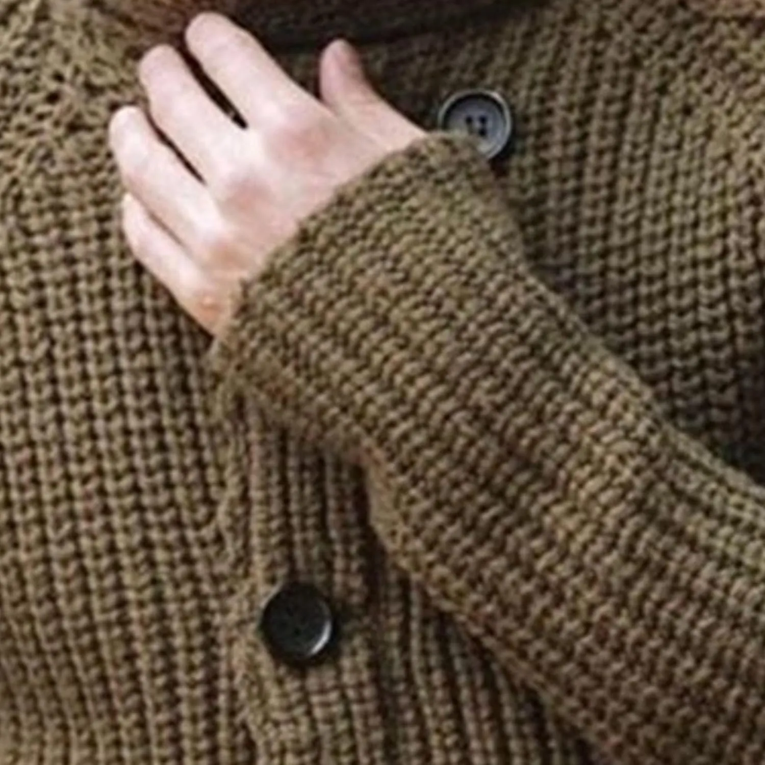 Men's Double Breasted Knit Cardigan Button Down Male Knits Sweater with Pockets Solid Casual Knitted Cardigans