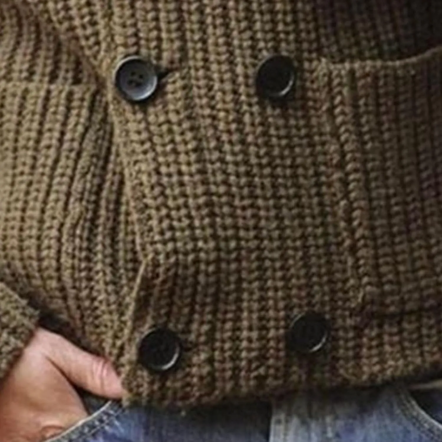 Men's Double Breasted Knit Cardigan Button Down Male Knits Sweater with Pockets Solid Casual Knitted Cardigans