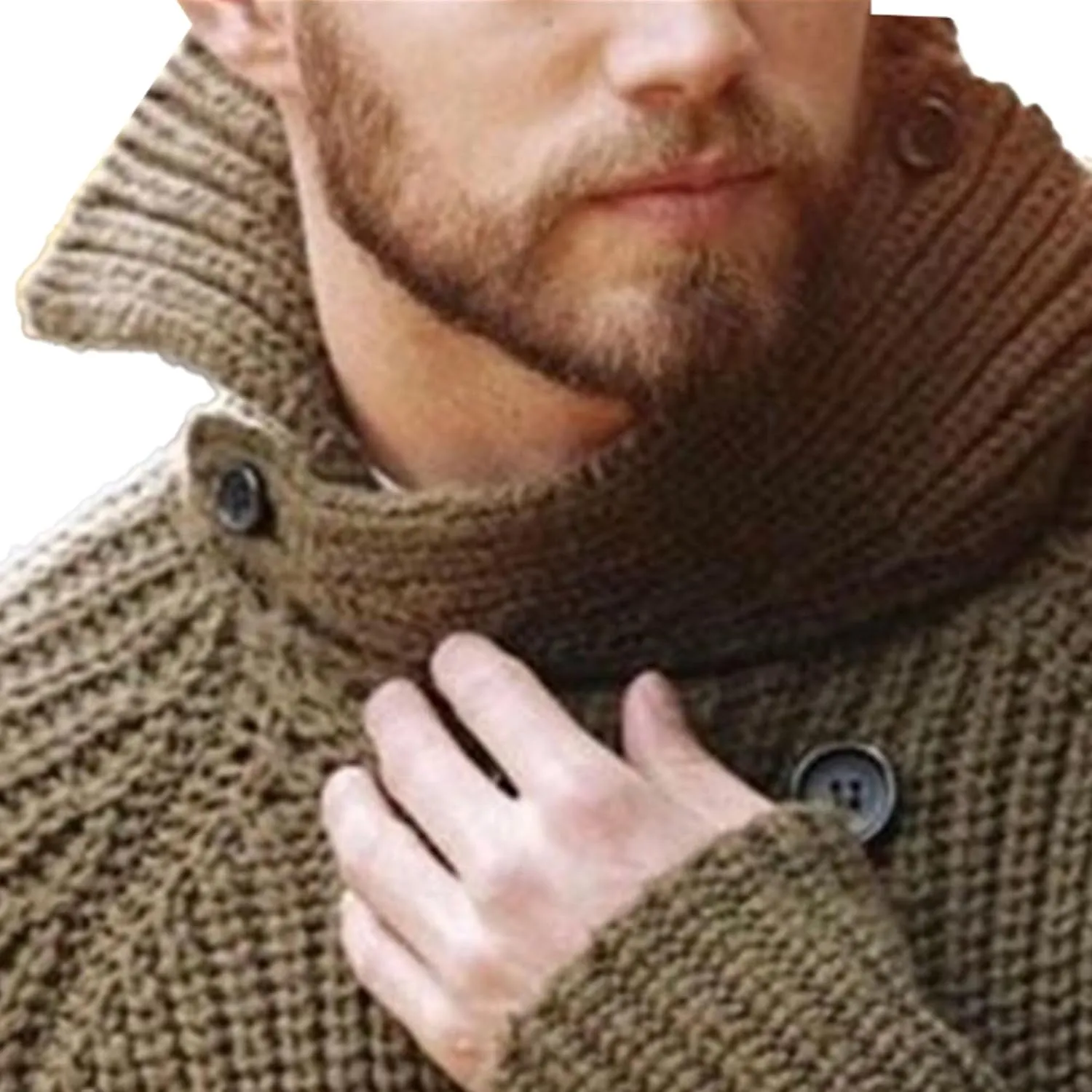 Men's Double Breasted Knit Cardigan Button Down Male Knits Sweater with Pockets Solid Casual Knitted Cardigans
