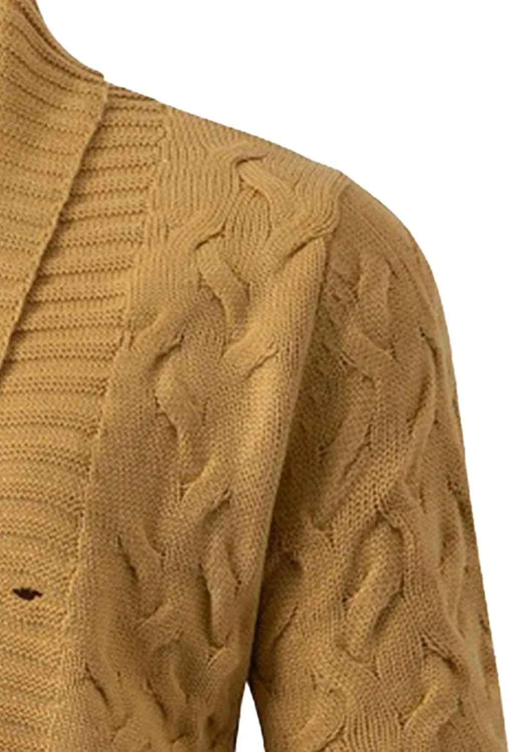 Men's Double Breasted Knitted Cardigan Fit Long Sleeve Casual Knits Cardigans Winter Shawl Collar Knit Sweater Coat