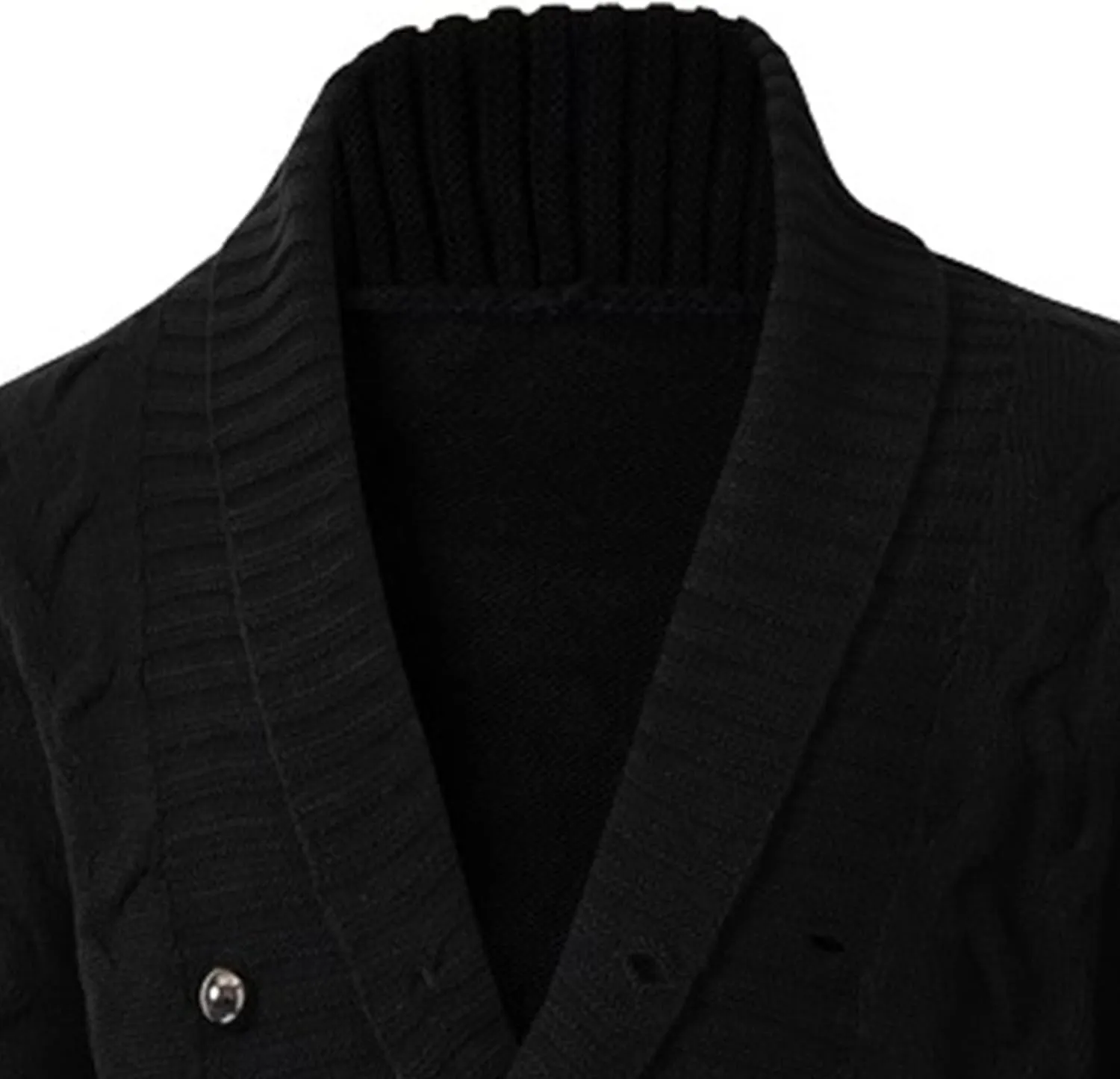 Men's Double Breasted Knitted Cardigan Fit Long Sleeve Casual Knits Cardigans Winter Shawl Collar Knit Sweater Coat