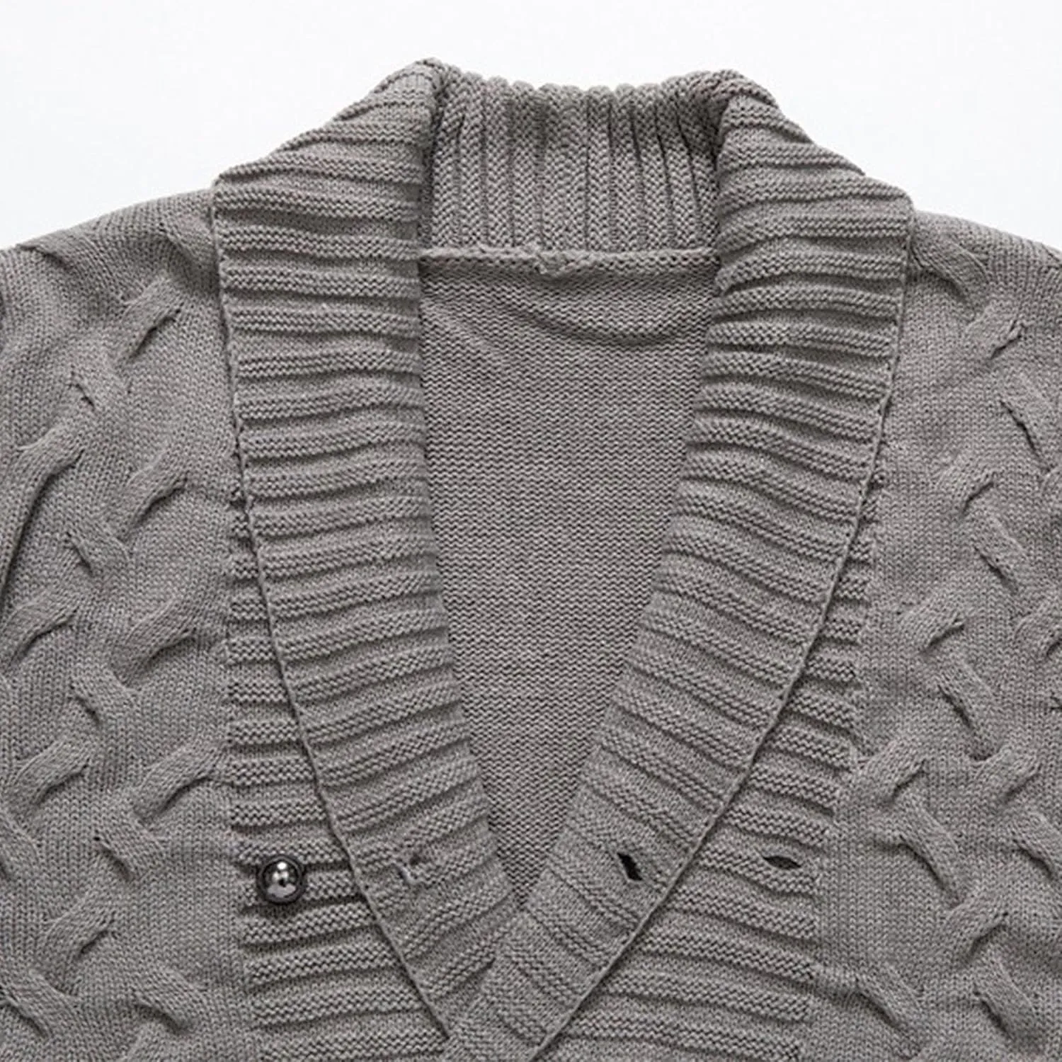 Men's Double Breasted Knitted Cardigan Fit Long Sleeve Casual Knits Cardigans Winter Shawl Collar Knit Sweater Coat