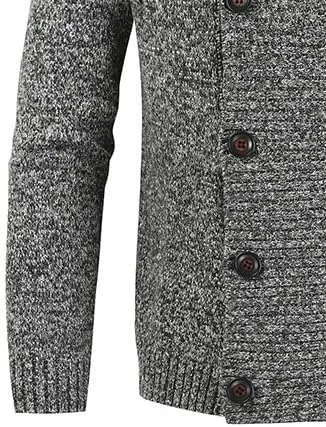 Men's Double Breasted Knitted Cardigan Fit Long Sleeve Casual Knits Cardigans Winter Shawl Collar Knit Sweater Coat