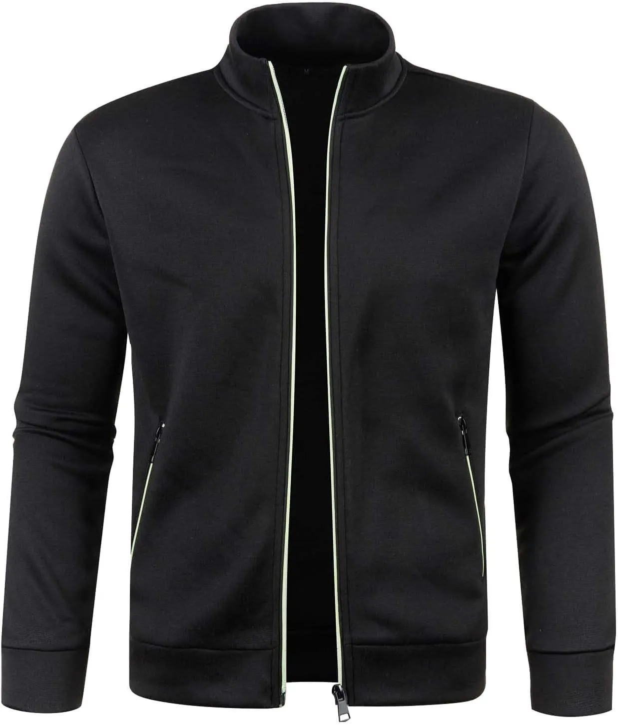 Men's Full Zip Cardigan Sweaters Casual Stand Collar Cardigan Slim Fit Knitted Sweater Thin Fleece Sweater Jackets