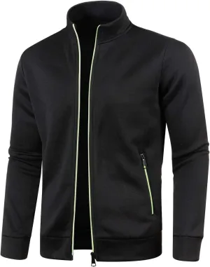 Men's Full Zip Cardigan Sweaters Casual Stand Collar Cardigan Slim Fit Knitted Sweater Thin Fleece Sweater Jackets
