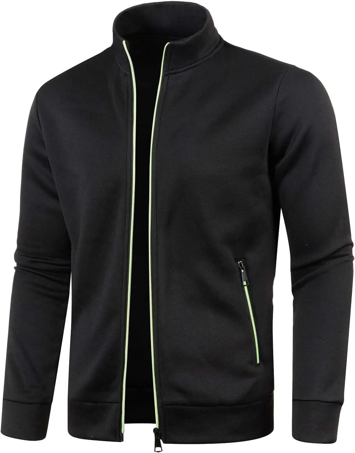 Men's Full Zip Cardigan Sweaters Casual Stand Collar Cardigan Slim Fit Knitted Sweater Thin Fleece Sweater Jackets