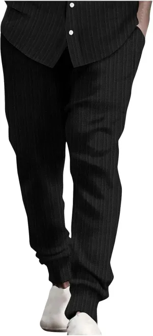 Men's Linen Pants Casual Pants Relaxed-Fit Beach Trousers Summer Yoga Pants Drawstring Elastic Waist Pants