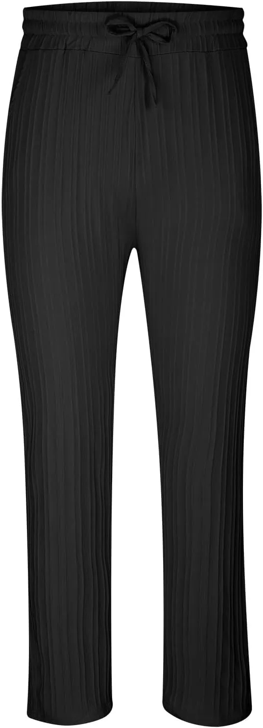 Men's Linen Pants Casual Pants Relaxed-Fit Beach Trousers Summer Yoga Pants Drawstring Elastic Waist Pants