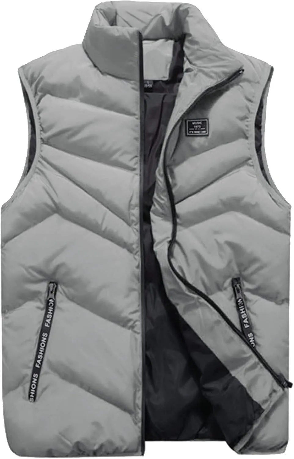 Men's Puffer Vest Casual Vest Winter Jacket With Pocket Solid Color Outdoor Vest Top Riding Skiing Fishing Puffy Vests, S-6XL