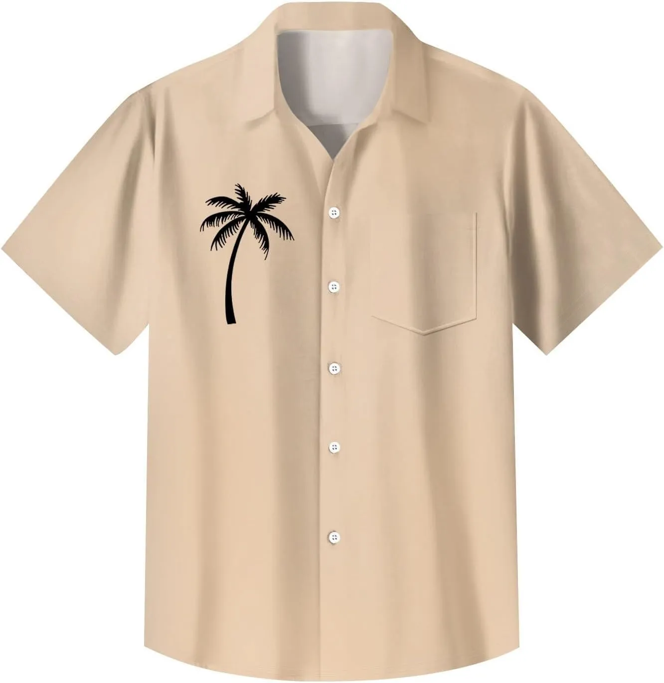 Men's Short Sleeve Button Up Hawaiian Shirt 1950s Vintage Tropical Palm Holiday Beach Shirts Lightweight Quick Dry Top
