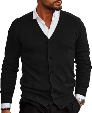 Men's Slim Fit Knitted Cardigan Button Down Male Knit Cardigans Sweater Casual V Neck Business Knits Sweaters