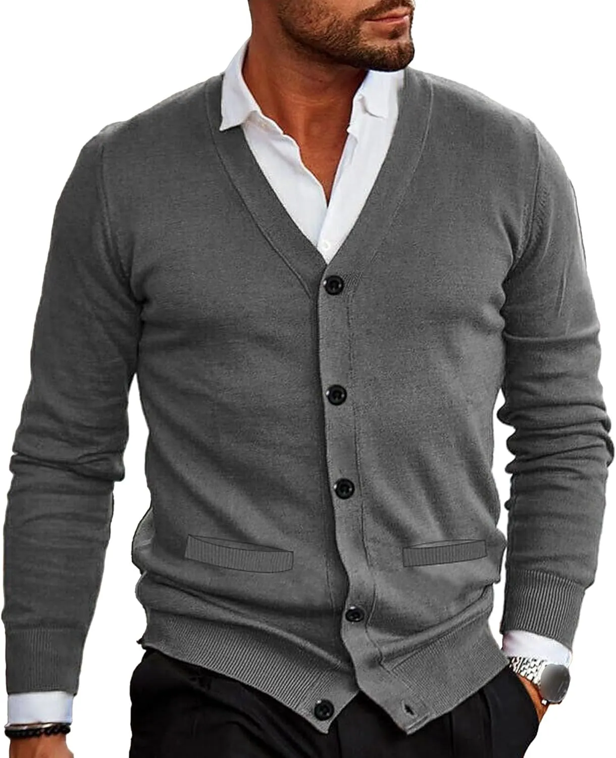 Men's Slim Fit Knitted Cardigan Button Down Male Knit Cardigans Sweater Casual V Neck Business Knits Sweaters
