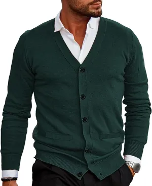 Men's Slim Fit Knitted Cardigan Button Down Male Knit Cardigans Sweater Casual V Neck Business Knits Sweaters