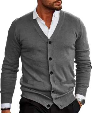 Men's Slim Fit Knitted Cardigan Button Down Male Knit Cardigans Sweater Casual V Neck Business Knits Sweaters