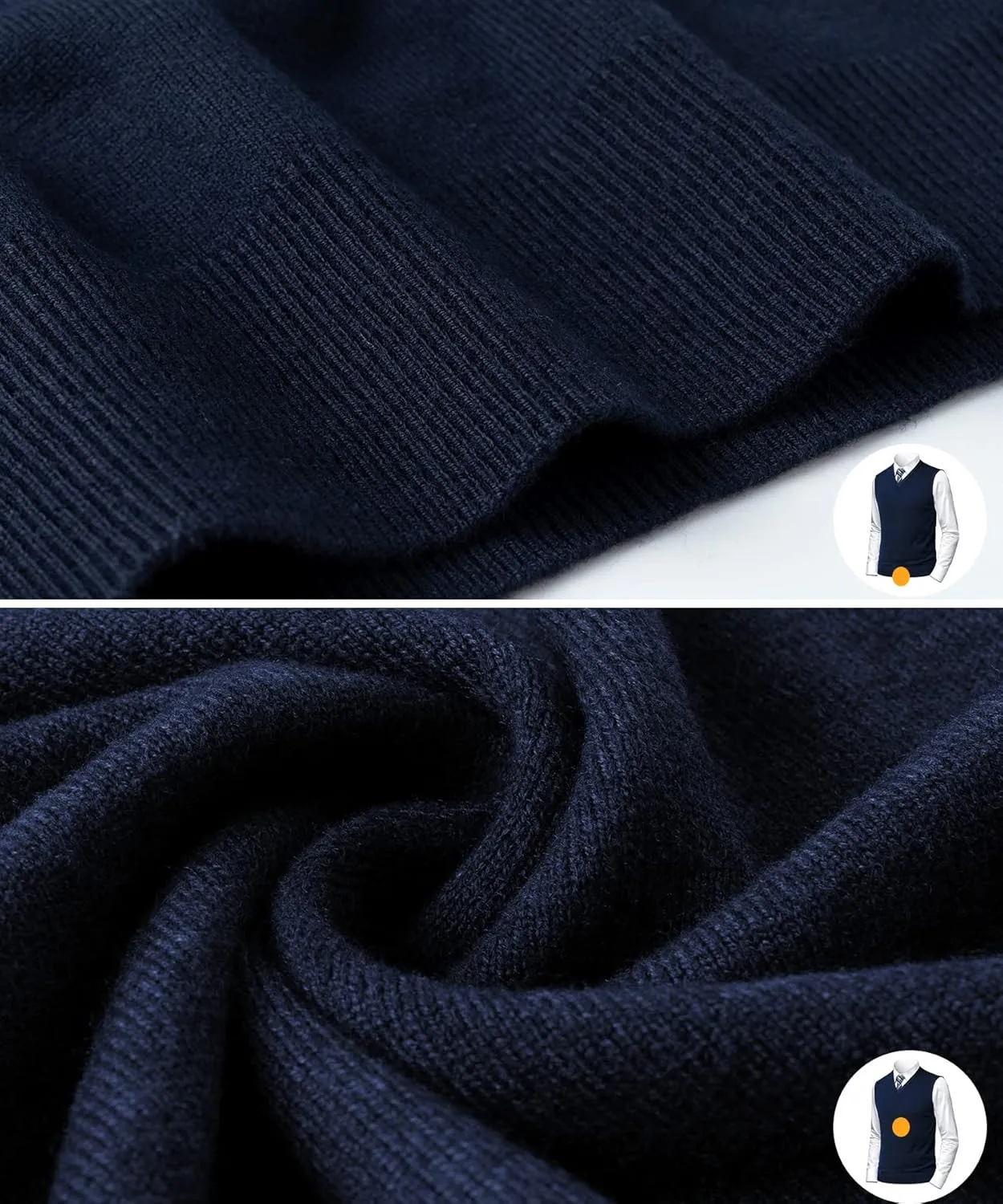 Mens Soft V Neck Crew Neck Knitted Sweater Vest Solid Sleeveless Pullover Slim Fit Plain Color for Dad Husband