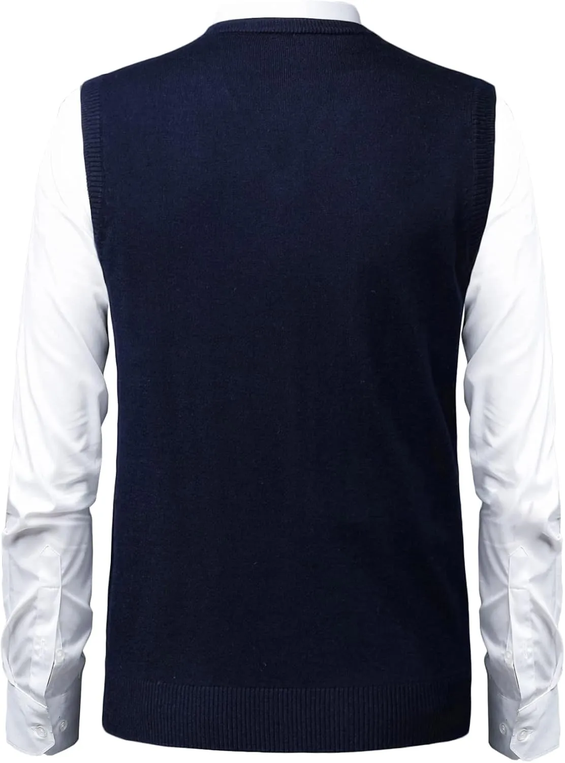Mens Soft V Neck Crew Neck Knitted Sweater Vest Solid Sleeveless Pullover Slim Fit Plain Color for Dad Husband