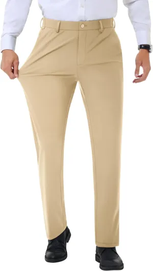 Mens Stretch Dress Pants Slim Fit Dress Pants for Men Expandable Waist Casual Dress Pants Athletic Golf Pants