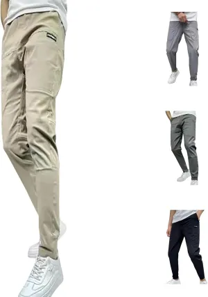 Men's Stretch Multi-Pocket Skinny Cargo Pants, Outdoor Casual Drawstring Joggers Pants Cargo Pants Work Pants for