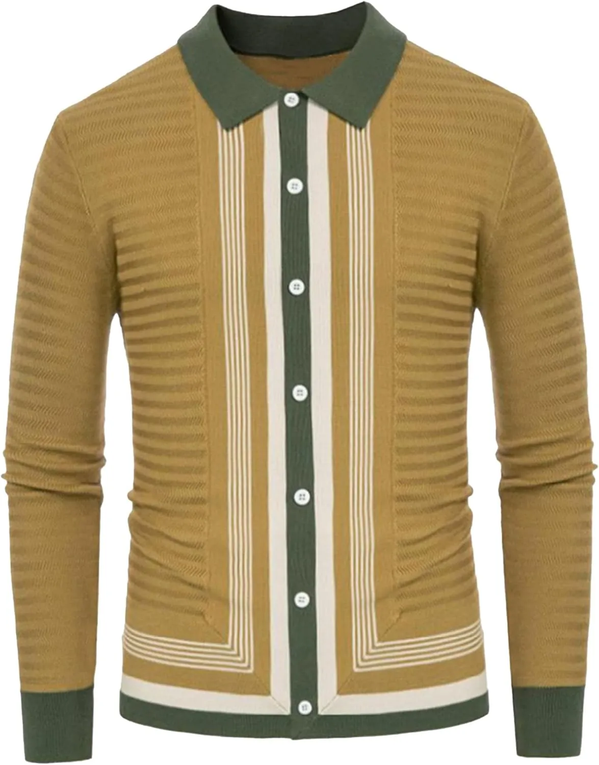 Men's Striped Knitted Jacket Button Down Knit Polo Shirts Coat Classic Stripe Men Knits Cardigan Sweaters