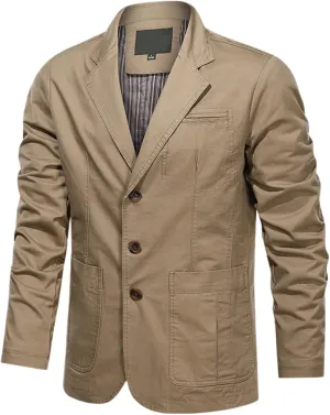 Men's Suits & Sport Coats Cotton Button Down Suit Coat Cardigan Solid Color Casual Blazer Sport Coat Top Blouse