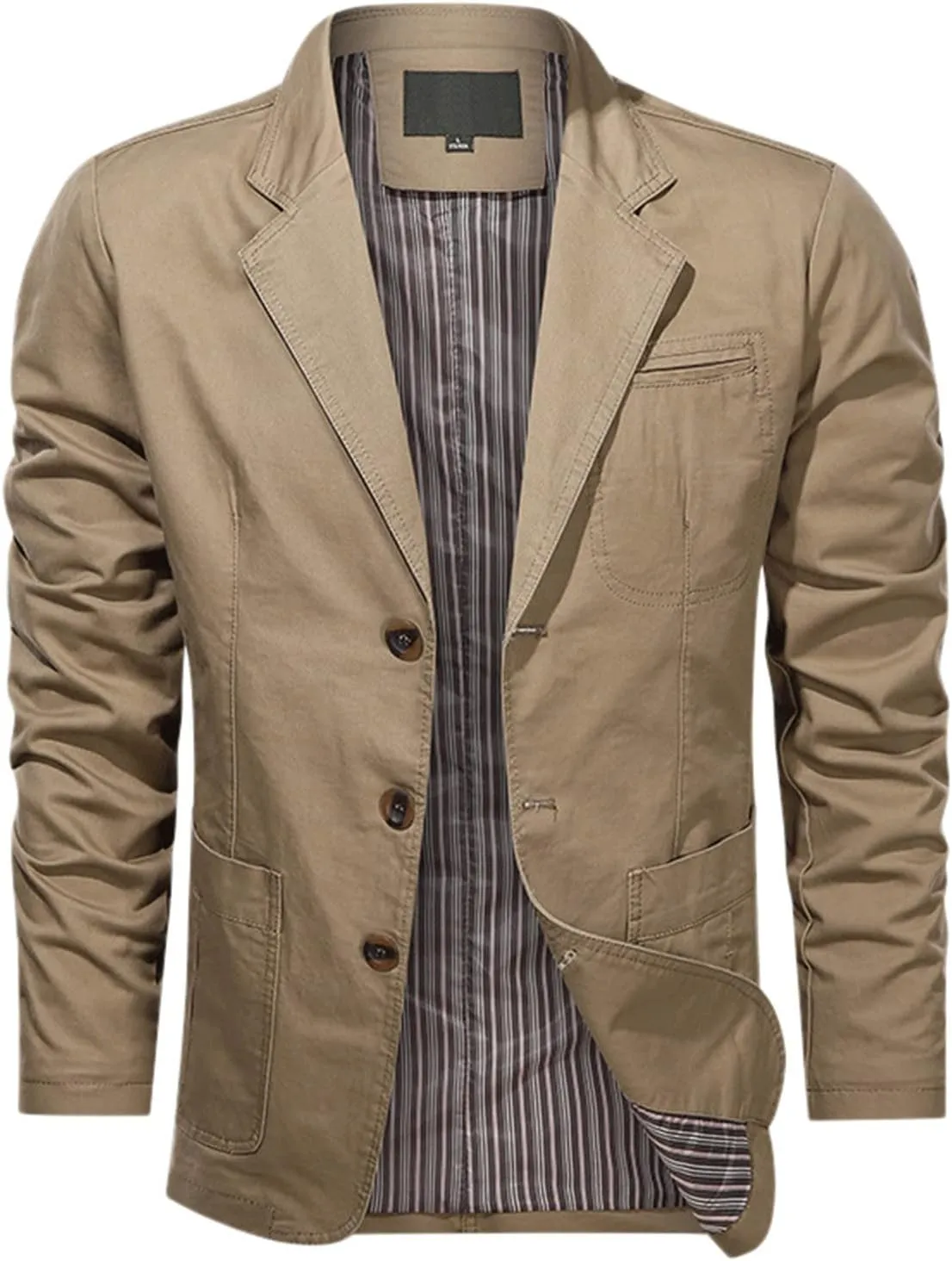Men's Suits & Sport Coats Cotton Button Down Suit Coat Cardigan Solid Color Casual Blazer Sport Coat Top Blouse