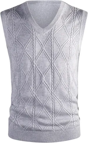 Men's Sweater Vest Classic V Neck Pullover Sweaters Sleeveless Lightweight Casual Slim Fit Knit Vests Waistcoat