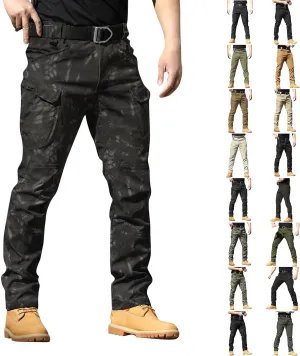 Men's Tactical Pants Waterproof Stretch Hiking Pants Multi Pockets Baggy Flex Camo Ripstop Cargo Pants Work Pants