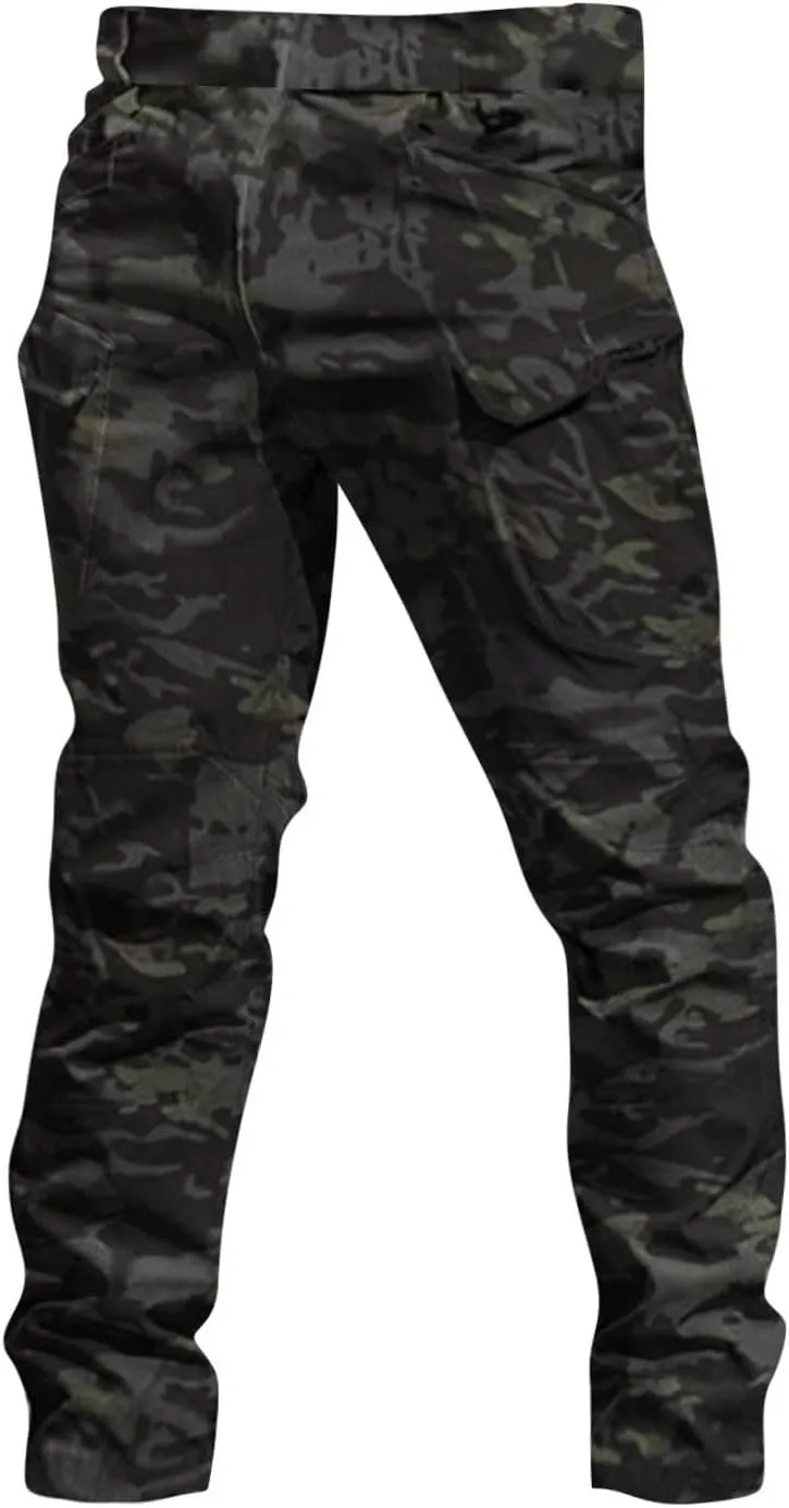 Men's Tactical Pants Waterproof Stretch Hiking Pants Multi Pockets Baggy Flex Camo Ripstop Cargo Pants Work Pants