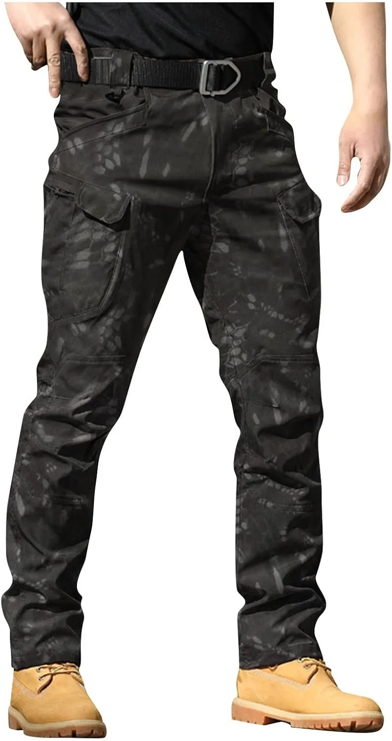 Men's Tactical Pants Waterproof Stretch Hiking Pants Multi Pockets Baggy Flex Camo Ripstop Cargo Pants Work Pants
