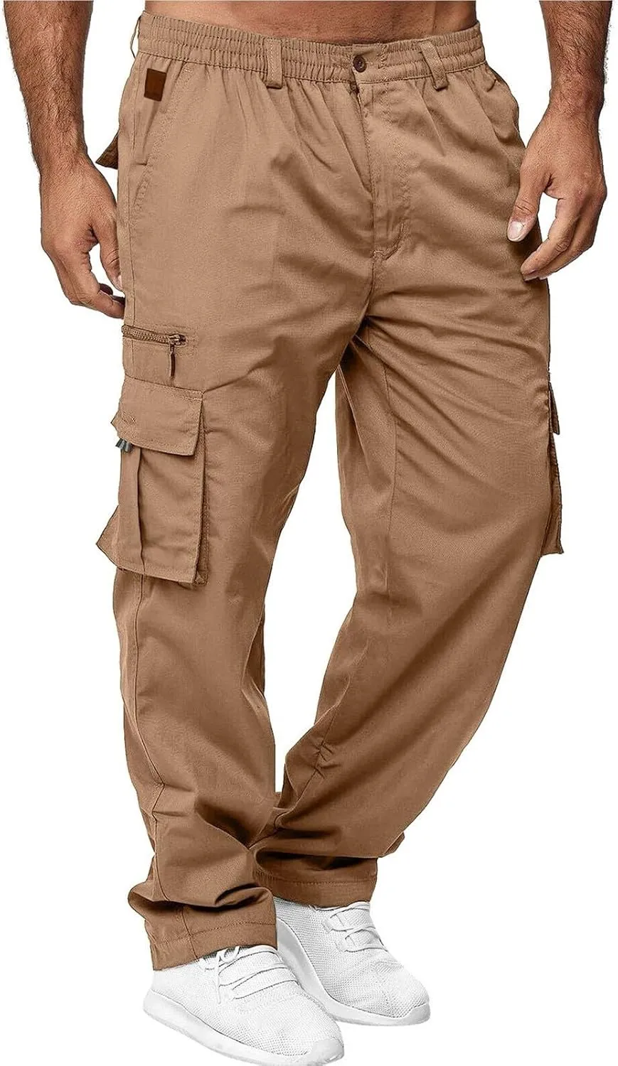 Men's Track Pants Pockets Casual Pants with Zipper Sports Drawstring Mid-Waist Men's Pants Men's Pants Fleece